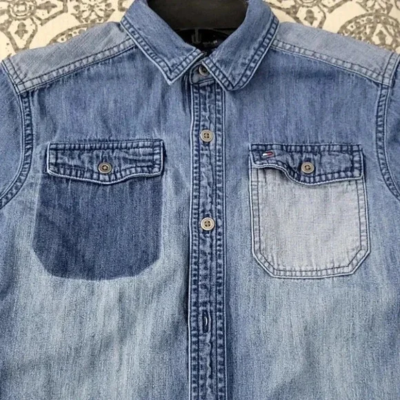 Tommy Hilfiger Boys Button Down Jean Shirt - Picture 9 of 11